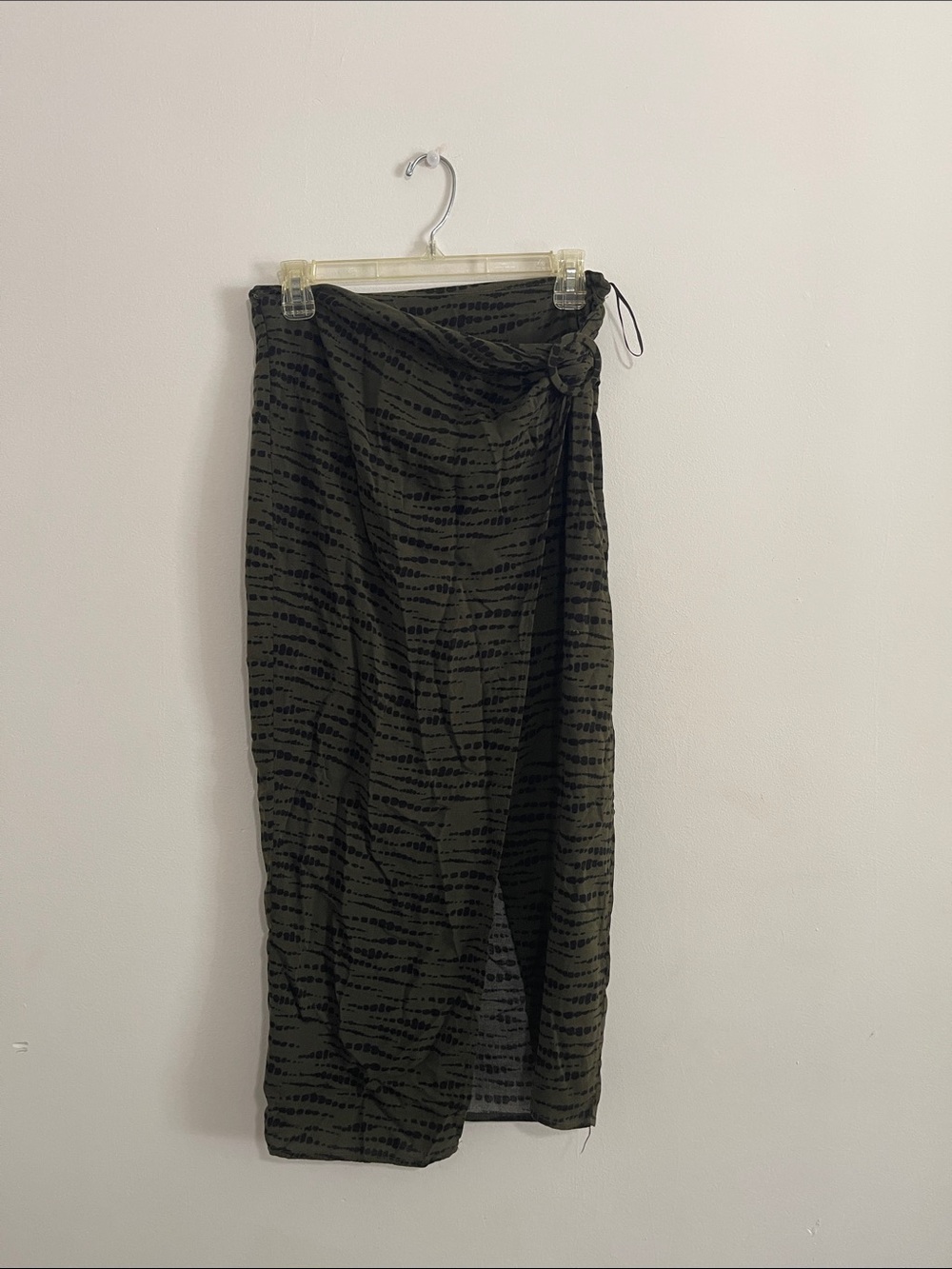Olive Green Printed Wrap Skirt